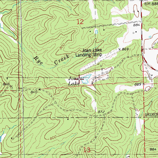 Topographic Map of Joan Lake, MO