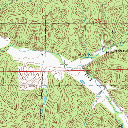 Topographic Map of Richwoods Hollow, MO