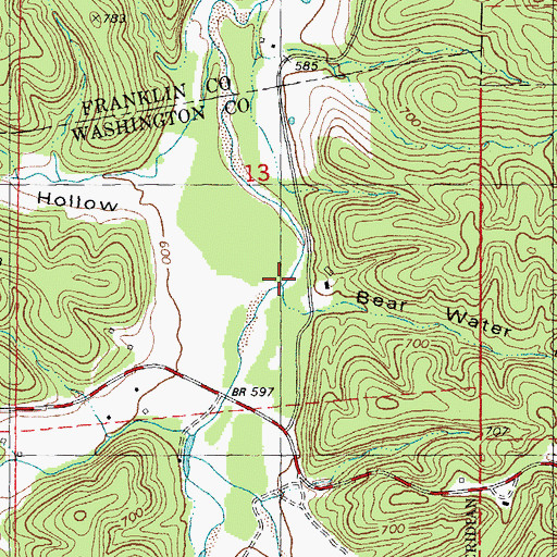 Topographic Map of Bear Water Hollow, MO
