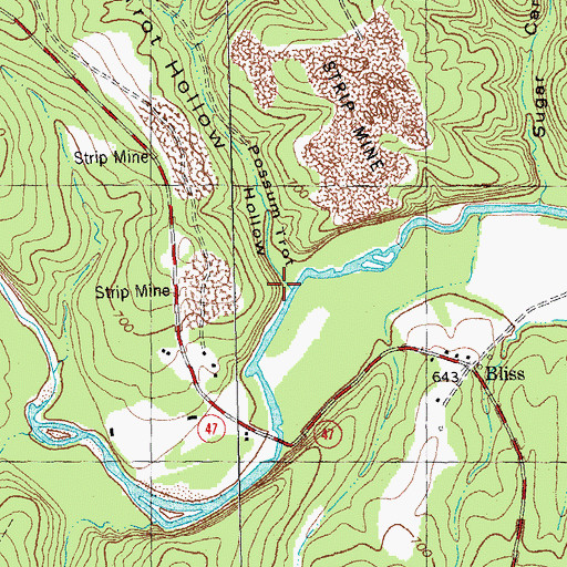 Topographic Map of Possum Trot Hollow, MO