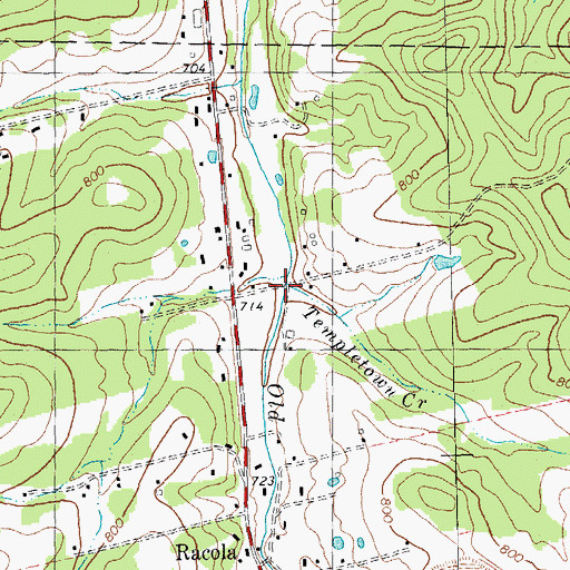 Topographic Map of Templetown Creek, MO