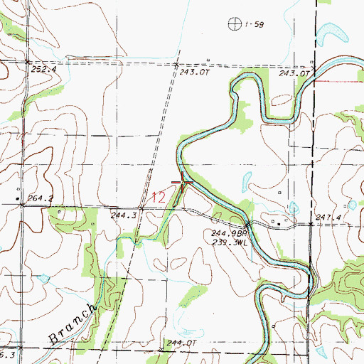 Topographic Map of Irvins Branch, MO