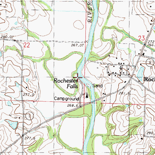Topographic Map of Rochester Falls, MO