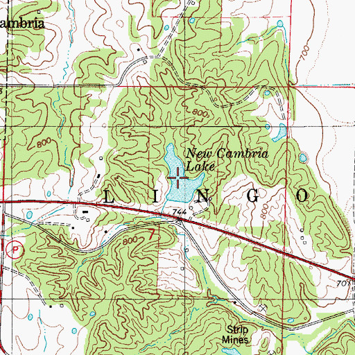 Topographic Map of New Cambria Lake, MO