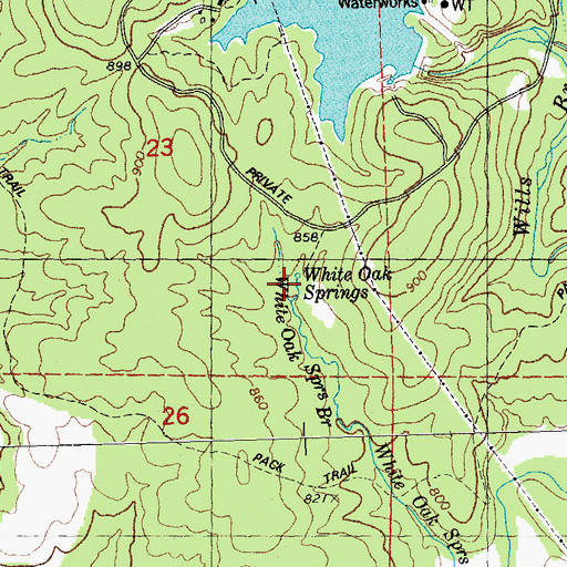 Topographic Map of White Oak Spring, MO