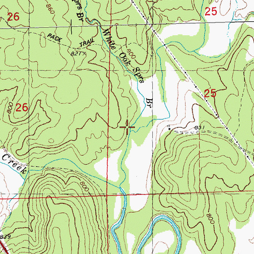 Topographic Map of White Oak Springs Branch, MO