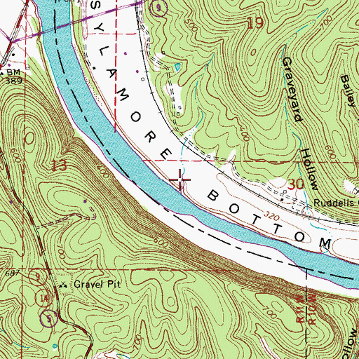 Topographic Map of Sylamore Bottom, AR