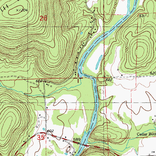 Topographic Map of Wolf Hollow, MO