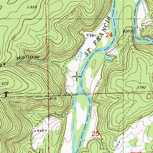 Topographic Map of Langley Hollow, MO