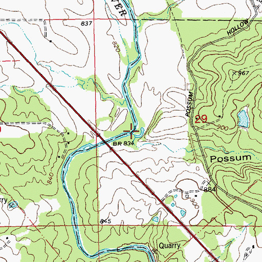 Topographic Map of Possum Hollow, MO