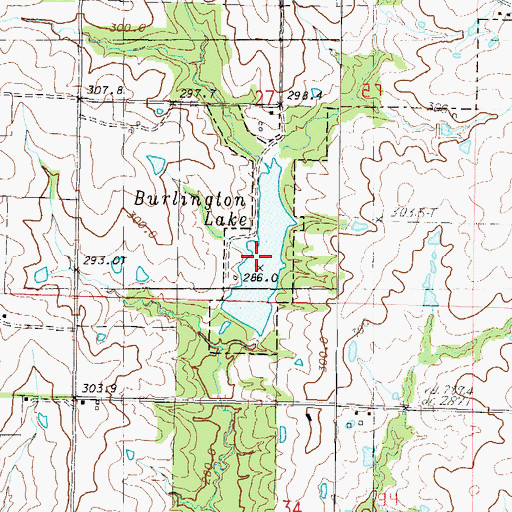 Topographic Map of Burlington Lake, MO