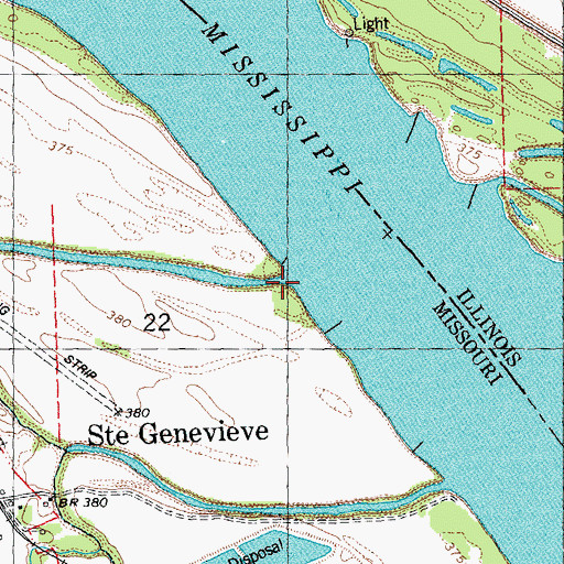 Topographic Map of Mississippi Slough, MO