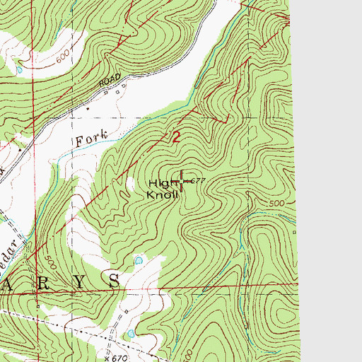Topographic Map of High Knoll, MO