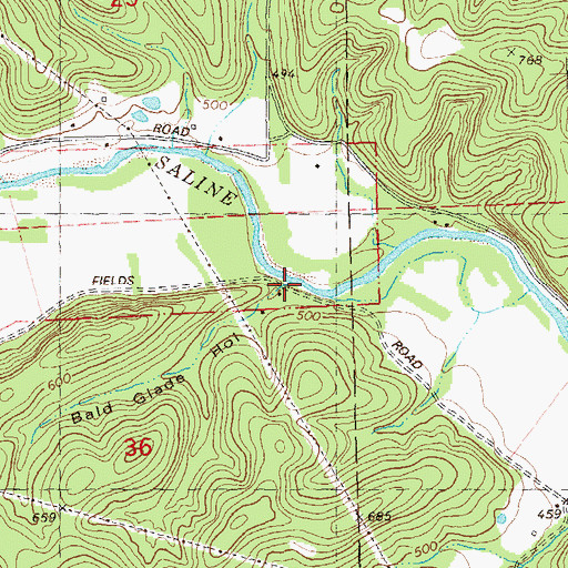 Topographic Map of Bald Glade Hollow, MO