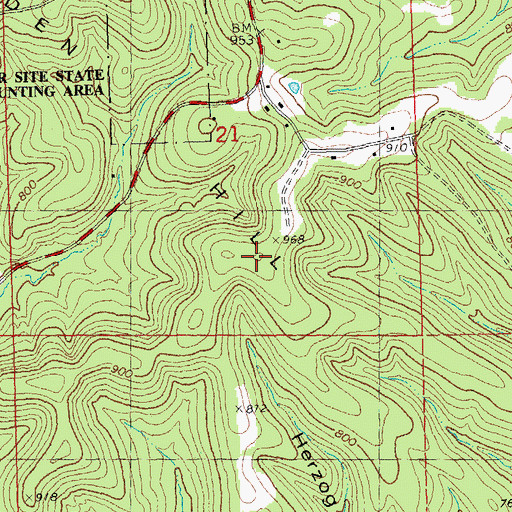 Topographic Map of Madden Hill, MO