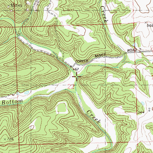 Topographic Map of Hogg Creek, MO