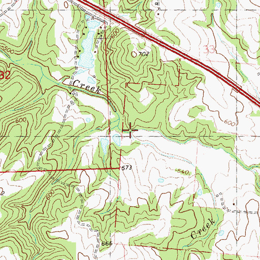 Topographic Map of Coal Creek, MO