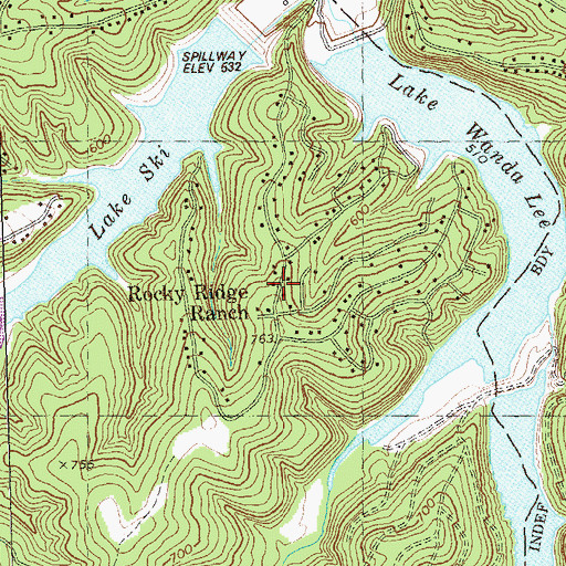 Topographic Map of Rocky Ridge Ranch, MO