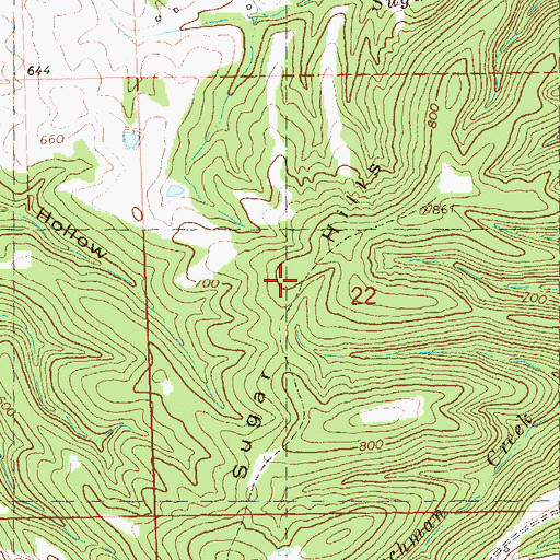 Topographic Map of Sugar Hills, MO