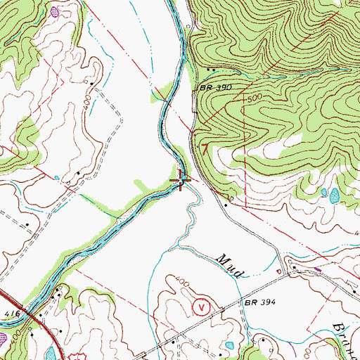 Topographic Map of Mud Branch, MO