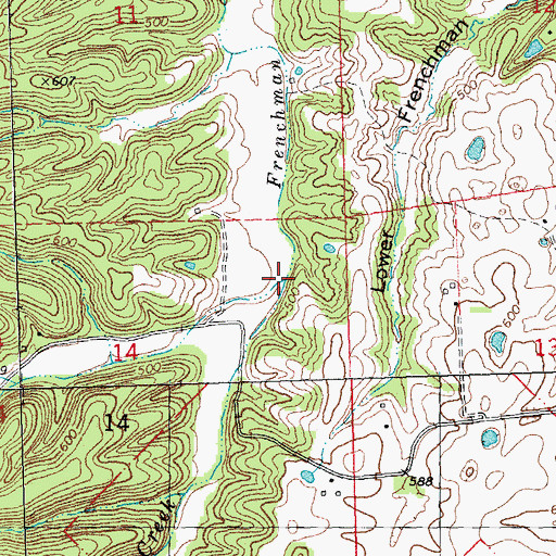 Topographic Map of Sugar Bottom Creek, MO
