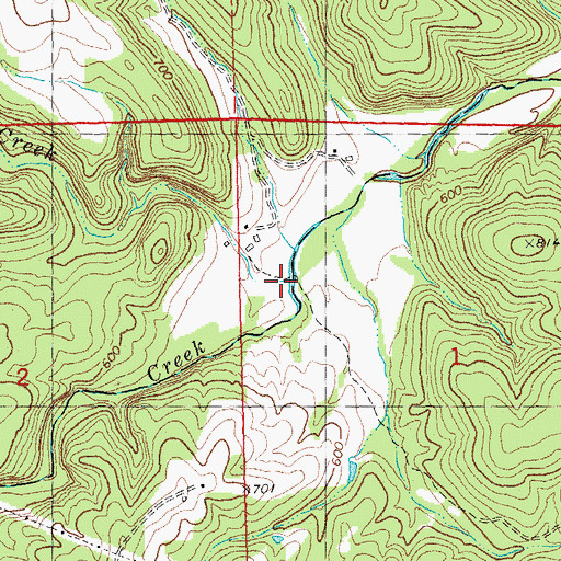 Topographic Map of Rough Creek, MO