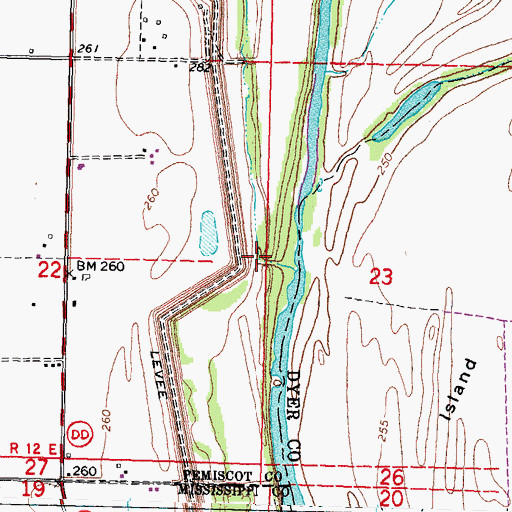 Topographic Map of Midway Crevasse, MO