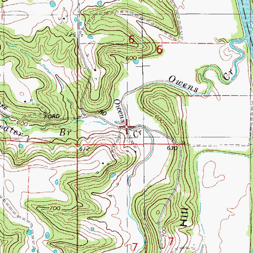 Topographic Map of Sweetwater Branch, MO