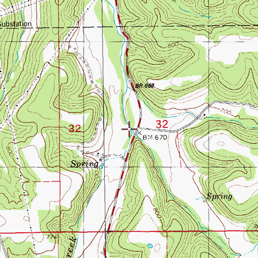 Topographic Map of Old Bland Creek, MO