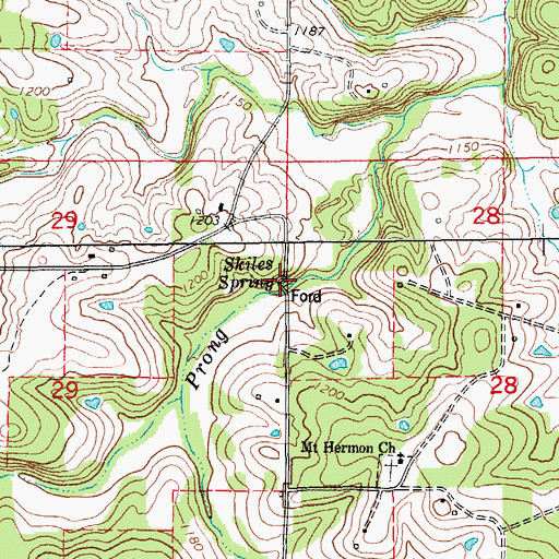 Topographic Map of Skiles Spring, MO