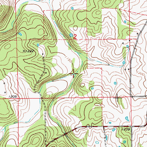 Topographic Map of Campbell Branch, MO