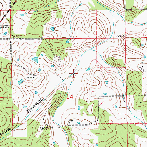Topographic Map of Swanson Branch, MO