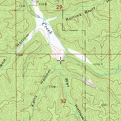 Topographic Map of Kelly Hollow, MO