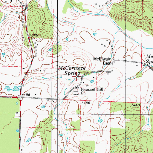 Topographic Map of McCormack Spring, MO