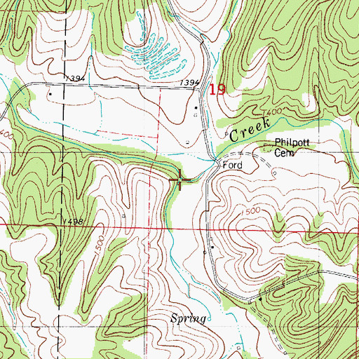 Topographic Map of Silvey Branch, MO