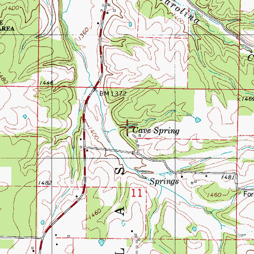 Topographic Map of Cave Spring, MO