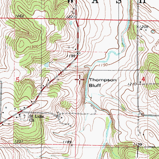 Topographic Map of Thompson Bluff, MO