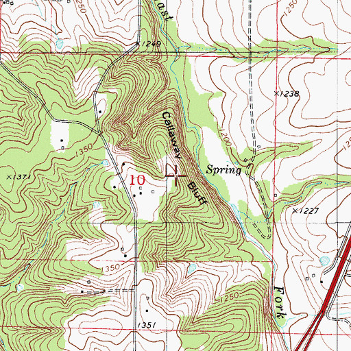 Topographic Map of Callaway Bluff, MO