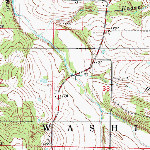 Topographic Map of Hollis Branch, MO