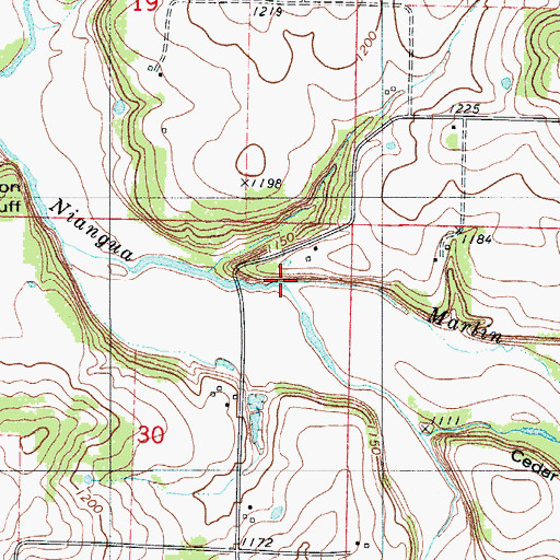 Topographic Map of Marlin Branch, MO