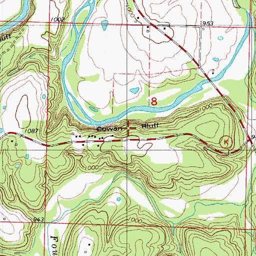 Topographic Map of Cowan Bluff, MO