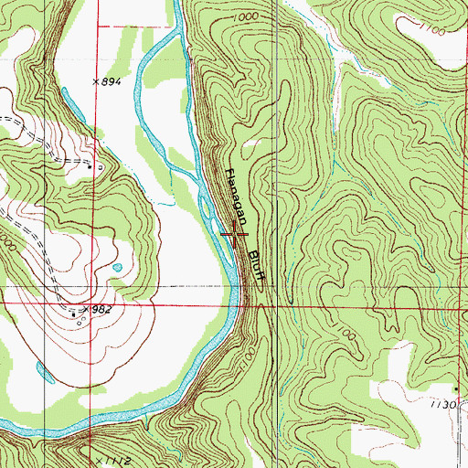 Topographic Map of Flanagan Bluff, MO
