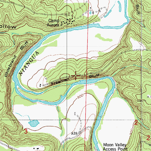 Topographic Map of Freeman Bluff, MO