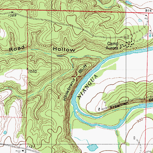 Topographic Map of Hildebrand Bluff, MO