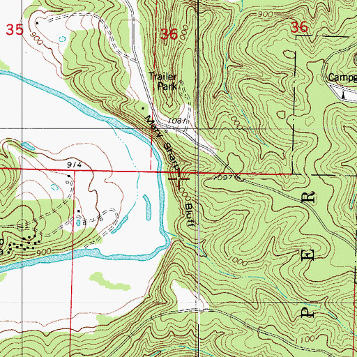 Topographic Map of Mary Sharp Bluff, MO