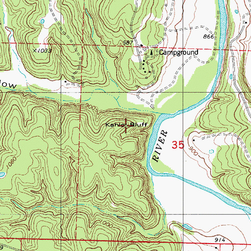 Topographic Map of Kahler Bluff, MO