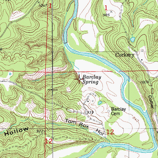 Topographic Map of Barclay Spring, MO