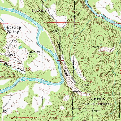 Topographic Map of Collier Bluff, MO