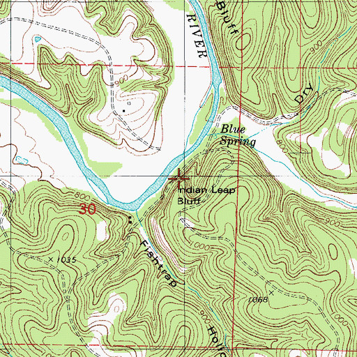 Topographic Map of Indian Leap Bluff, MO