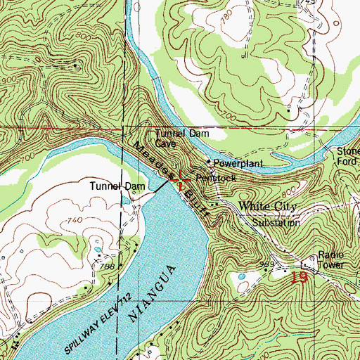 Topographic Map of Meades Bluff, MO